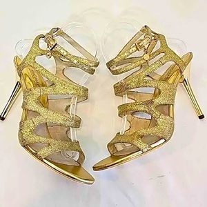 Michael Kors Yvonne Gold Sandal 6.5 worn one night.
